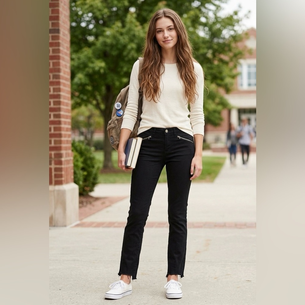 Ralph Lauren Black Low Rise Pants with Zipper Details
